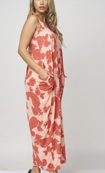 Plus Size Paisley Print Maxi with pockets - Picture 3 of 4